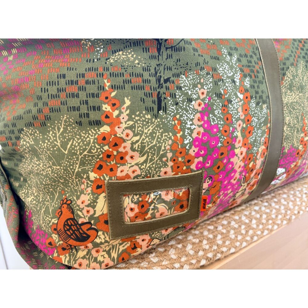Vintage III Parcel Loop NYC XL Canvas Duffel Weekender Bag Woodland Floral - Picture 2 of 12